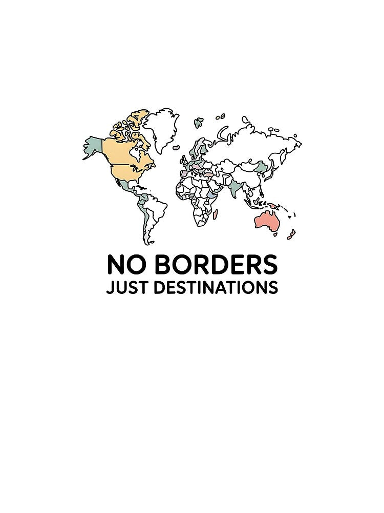 No Borders Just Destinations Global Nomad – Minimal World Map by 404wearpl