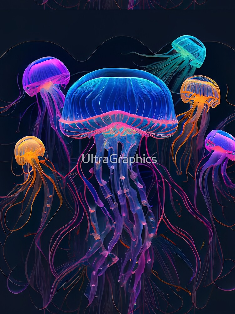 Glow of the Deep: A Jellyfish Multicolor Design by UltraGraphics