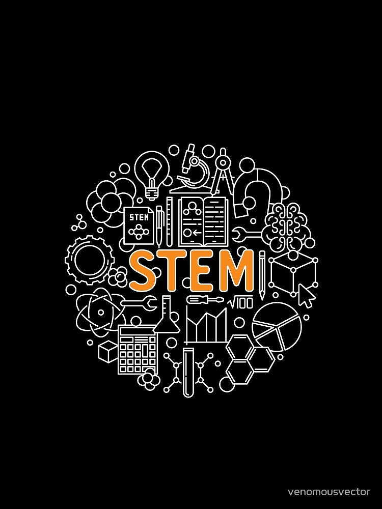 STEM Science, Technology, Engineering, and Mathematics creative circle-shaped outline design for STEM Geeks by venomousvector