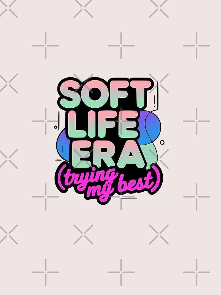 Soft Life But Mentally Tired Sticker – Aesthetic Gen Z Meme, Relatable Burnout Humor, Cute Minimal Design by VectorJoy