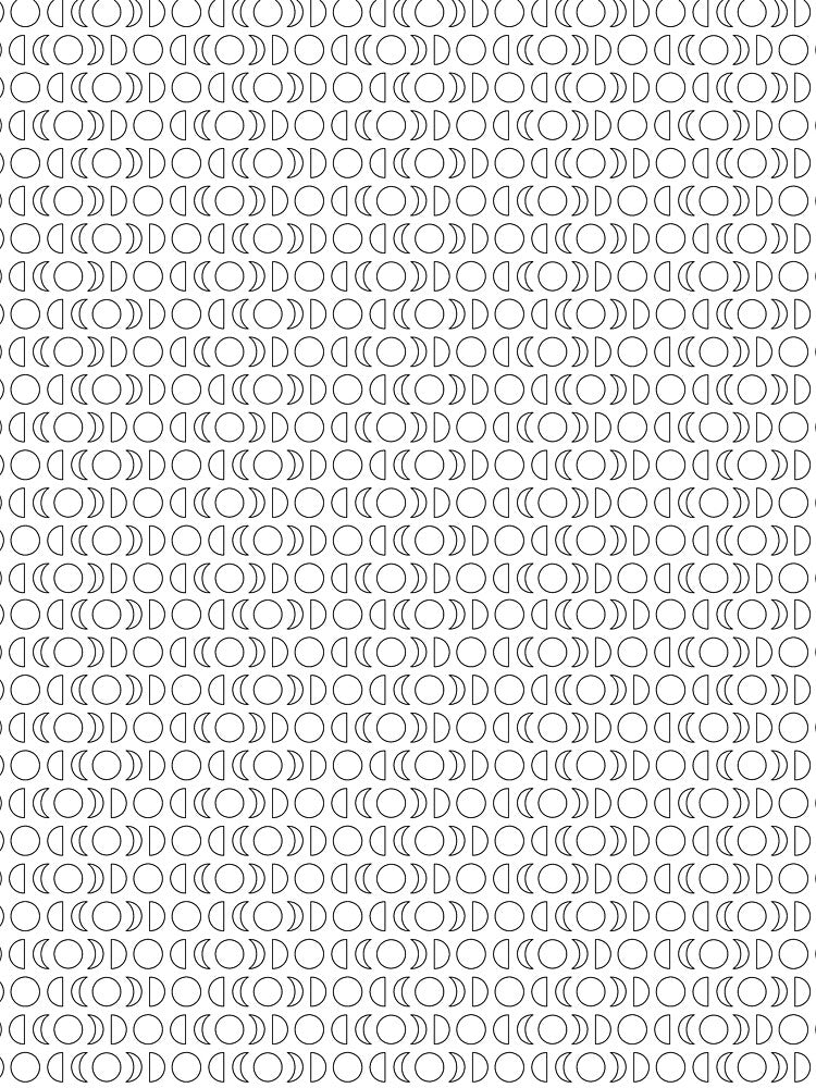 Moon Phases Pattern (Black Outlines on White) by BeJolley