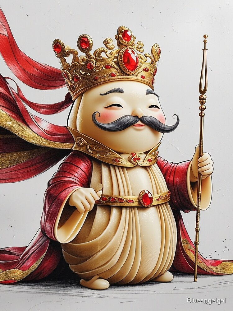 Emperor Dumpling – Cute Chinese Food Character – Funny Royal Dim Sum – Sketchy Cartoon with White Background by Blueangelgal