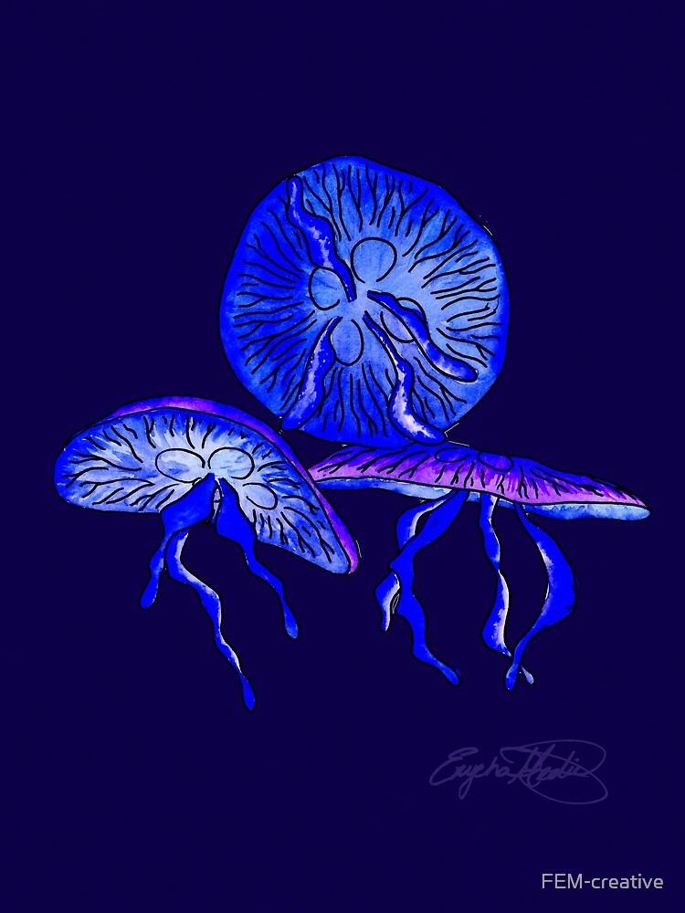 Glowing Violet Jellyfish on a Deep Purple by FEM-creative