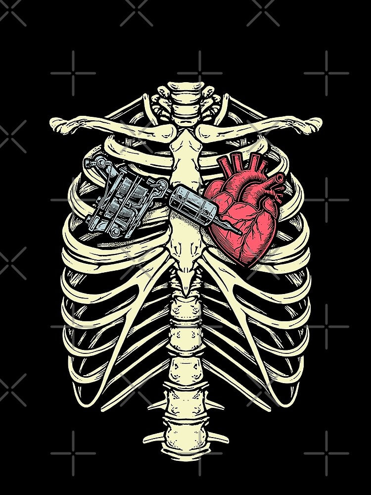 Tattooist Tattoo Artist Vintage Ribcage Anatomical Heart by GrandeDuc