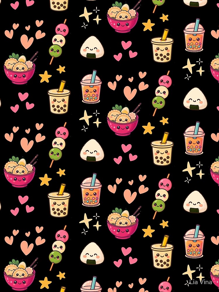 Adorable Asian Food and Drinks Pattern 1 by Lia Vina