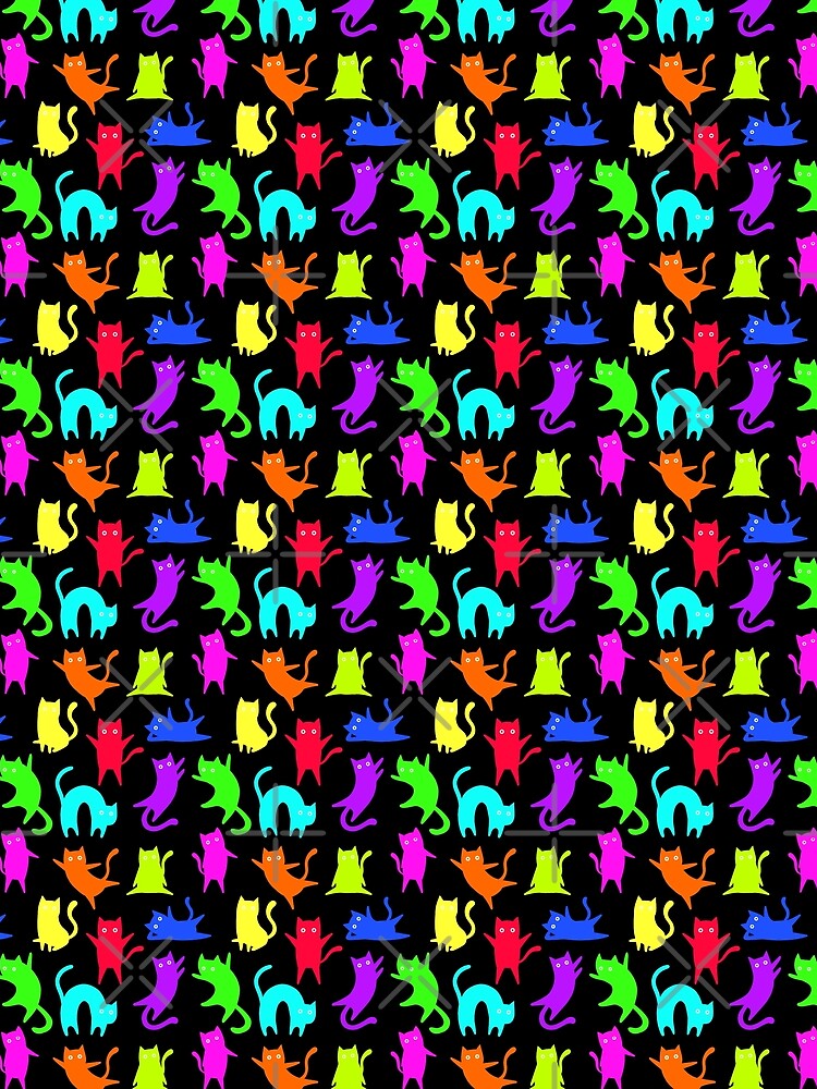 Crazy black cats - neon by InkishDelight