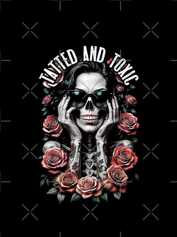 Tatted And Toxic Gothic Tattooed Skeleton Girl Roses Ink by GrandeDuc