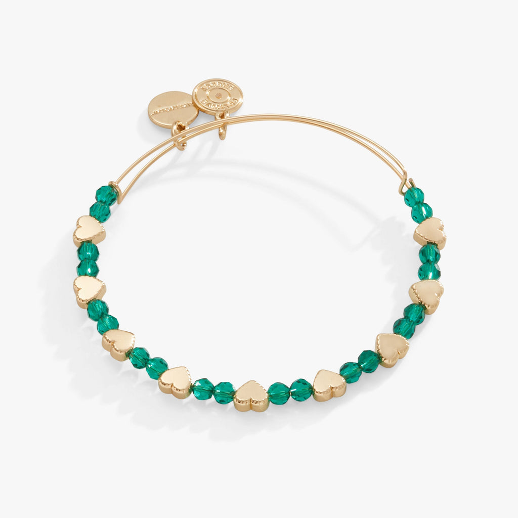 Gold Heart Emerald Crystal Beaded Bangle T-Shirts