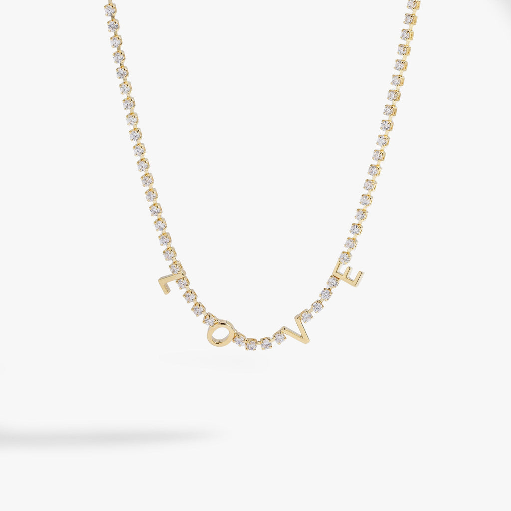 "Love" Crystal Tennis Necklace T-Shirts
