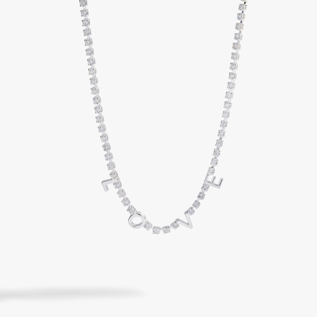 "Love" Crystal Tennis Necklace T-Shirts
