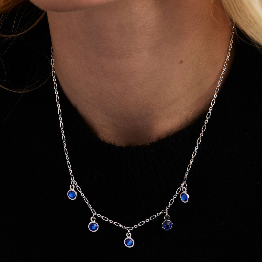 Multi Crystal Necklace Sapphire T-Shirts