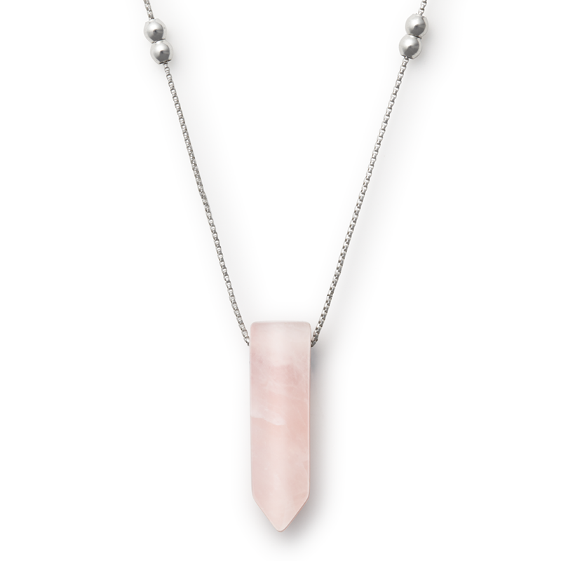 Rose Quartz Pendant Station Bead Necklace T-Shirts