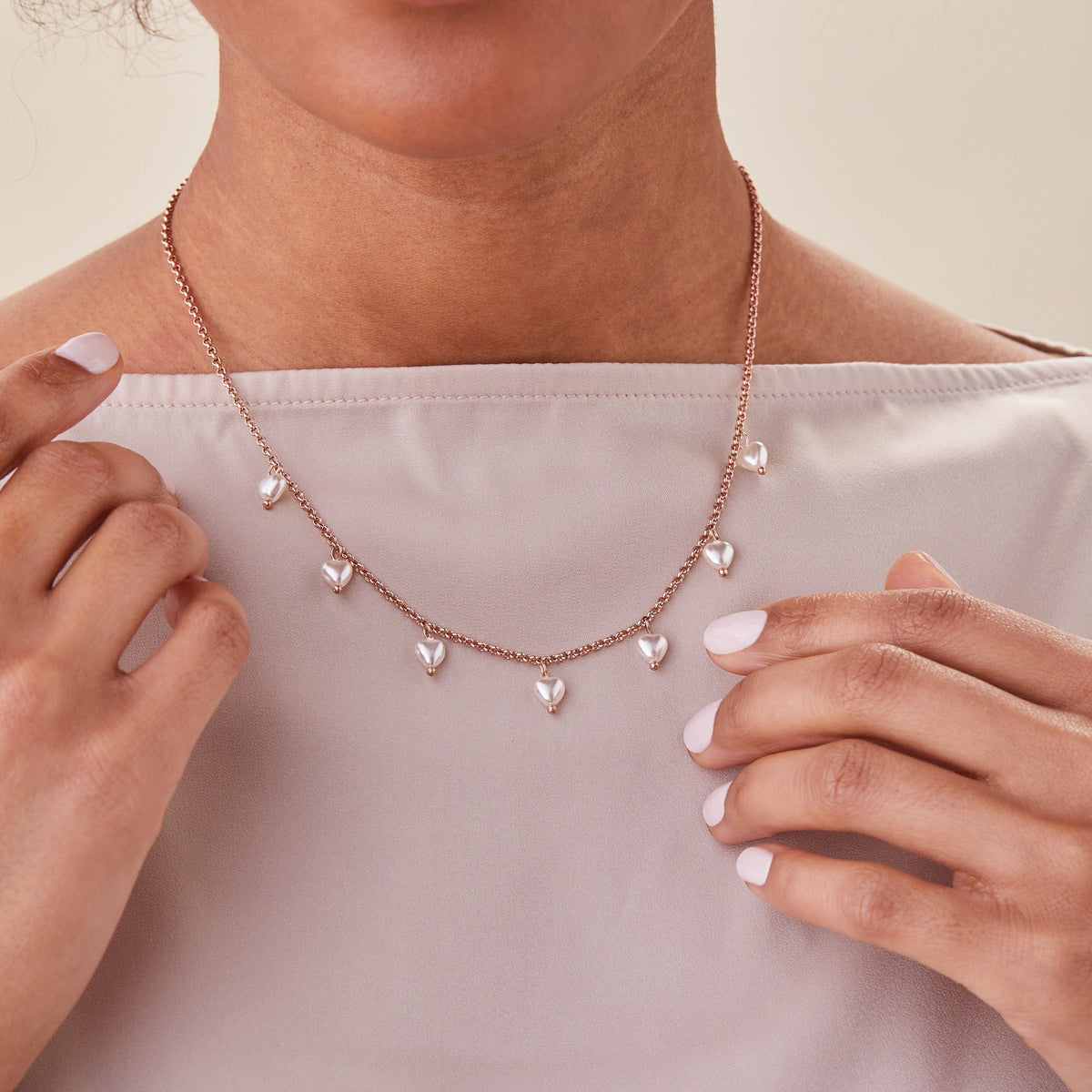Pearl Hearts Drop Necklace 17'' T-Shirts