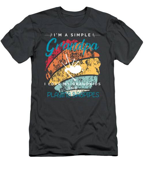 Proud Grandpa Loving Grandkids  Bagpipes  Quirky Tee For Musicadoring Grandparents T-Shirt