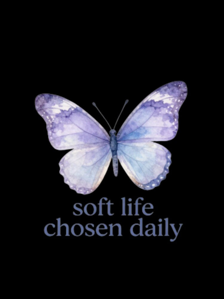 Soft Life Chosen Daily – Gentle Wellness Motivational Typography Print by CosmicQuietStudio