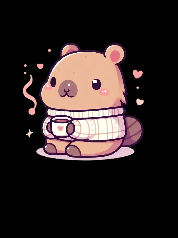 Cute Zen Capybara with Coffee Cup by PixelAIStudio