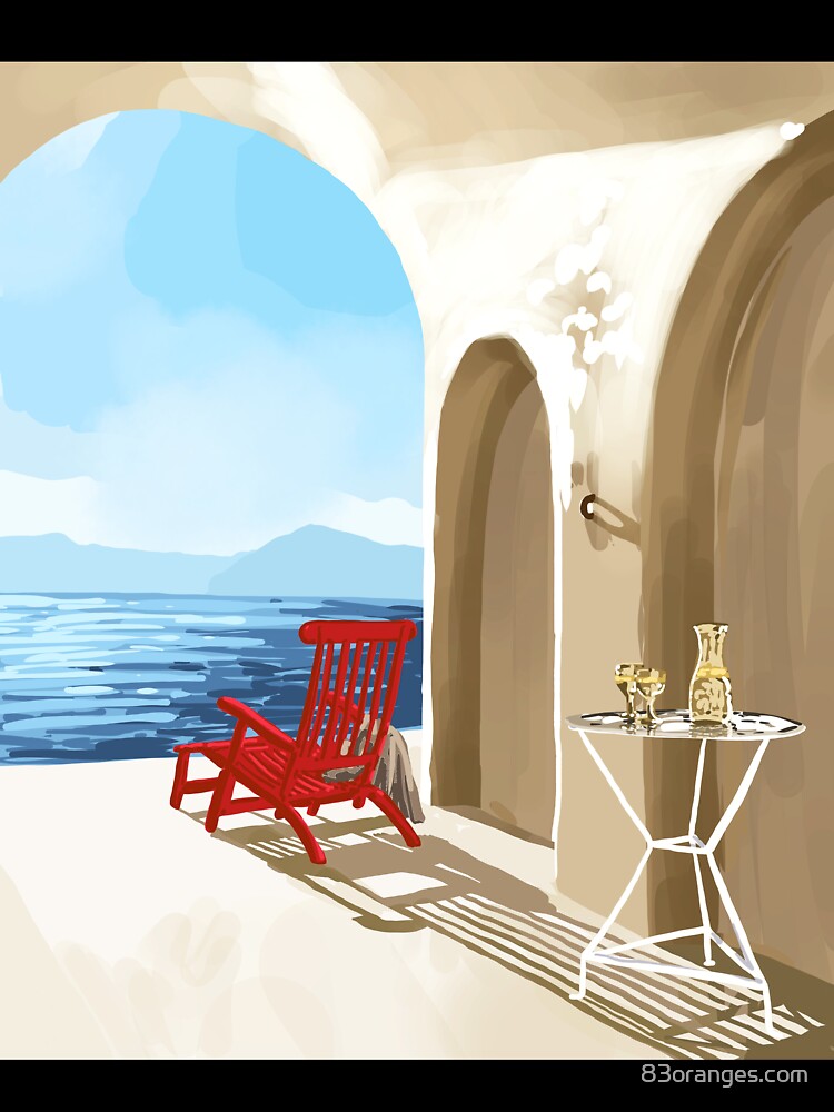 Solitude By The Sea, Tropical Travel Nature Architecture, Ocean Landscape Eclectic Painting by 83oranges.com