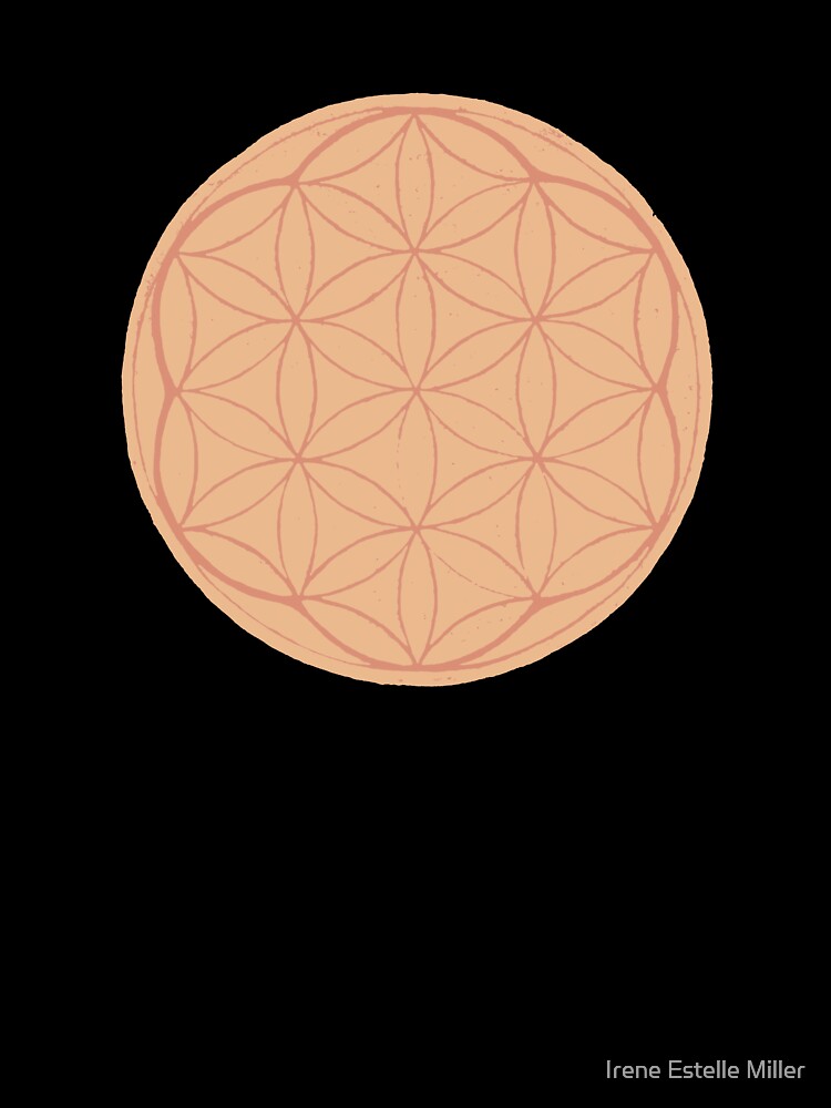 Flower of Life Linocut - Melon + Coral by Irene Estelle