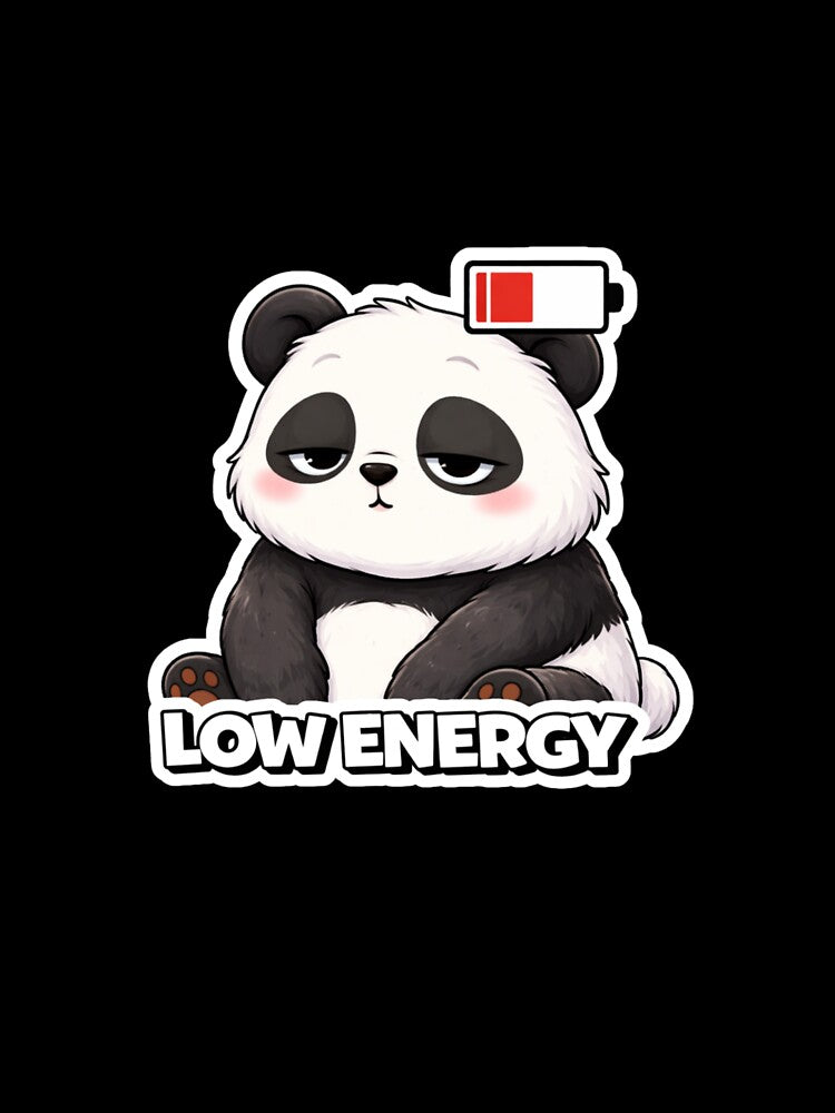 Low Battery Panda Exhausted Mood Funny Tired Design by LazyMoodStudio