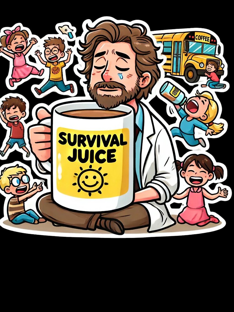 Survival Juice – Teacher's Morning Coffee Cartoon by Design Delinquent