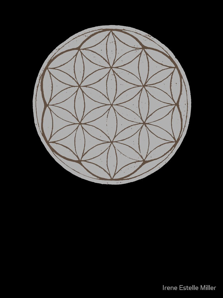 Flower of Life Linocut - Fog + Earth by Irene Estelle