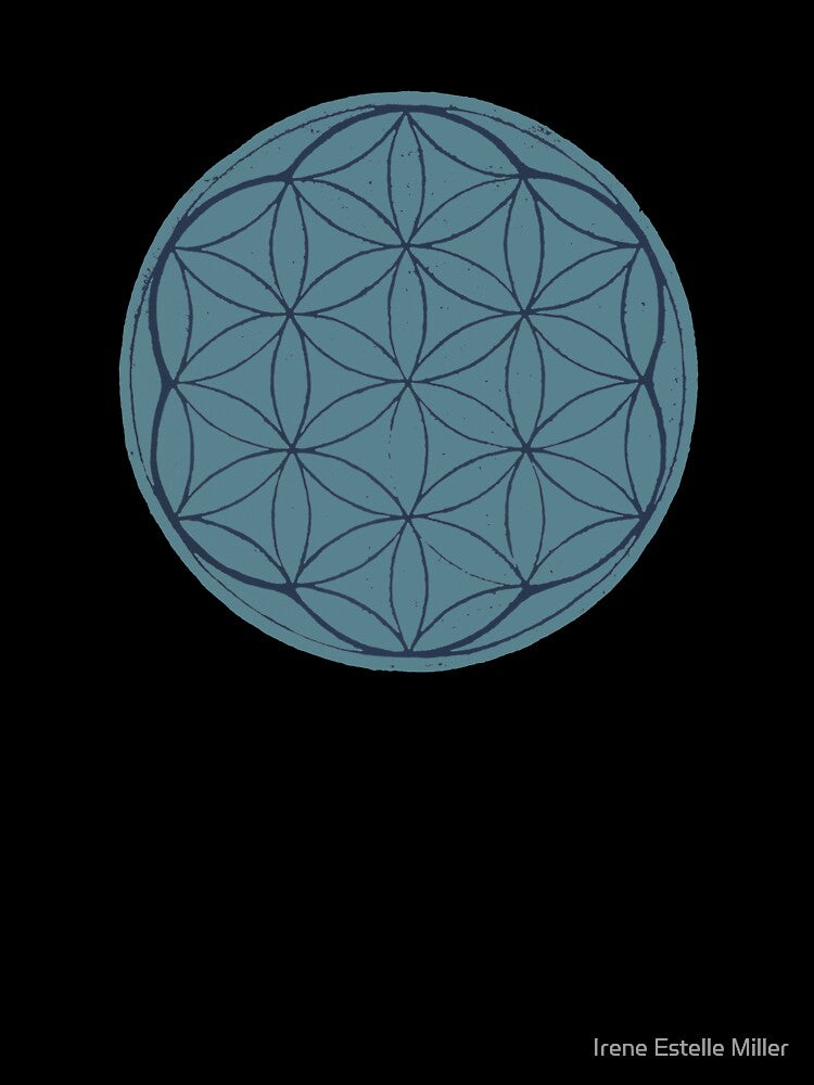 Flower of Life Linocut - Peacock + Dusk by Irene Estelle