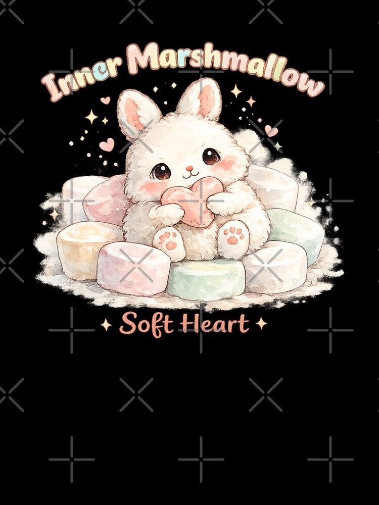 Inner Marshmallow Bunny Soft Heart Watercolor Aesthetic Cute Design by Nusha Creations