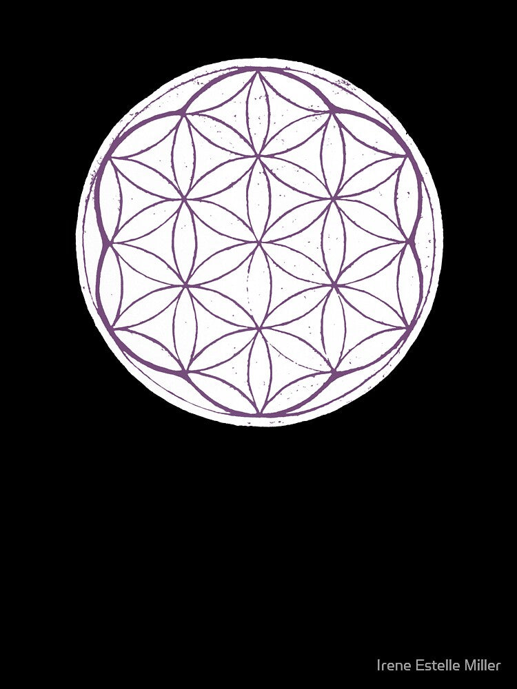 Flower of Life Linocut - Snow + Plum by Irene Estelle