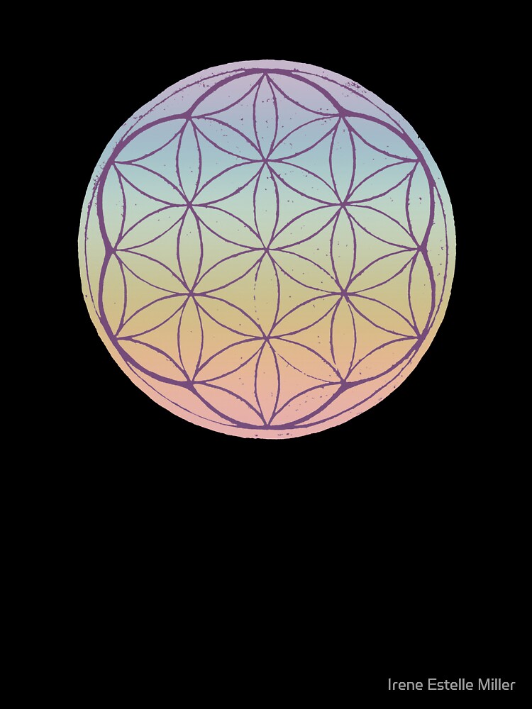 Flower of Life Linocut - Rainbow Sorbet + Plum by Irene Estelle