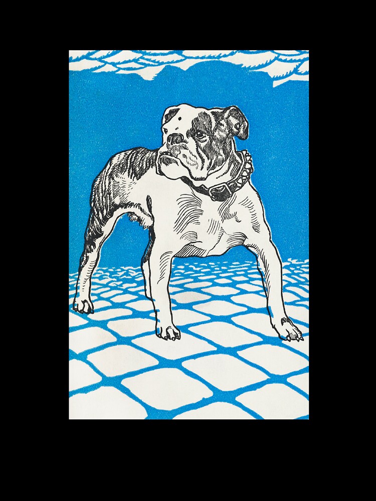 Bulldog Dog Blue Blockprint Poster by Old Soul Vintage