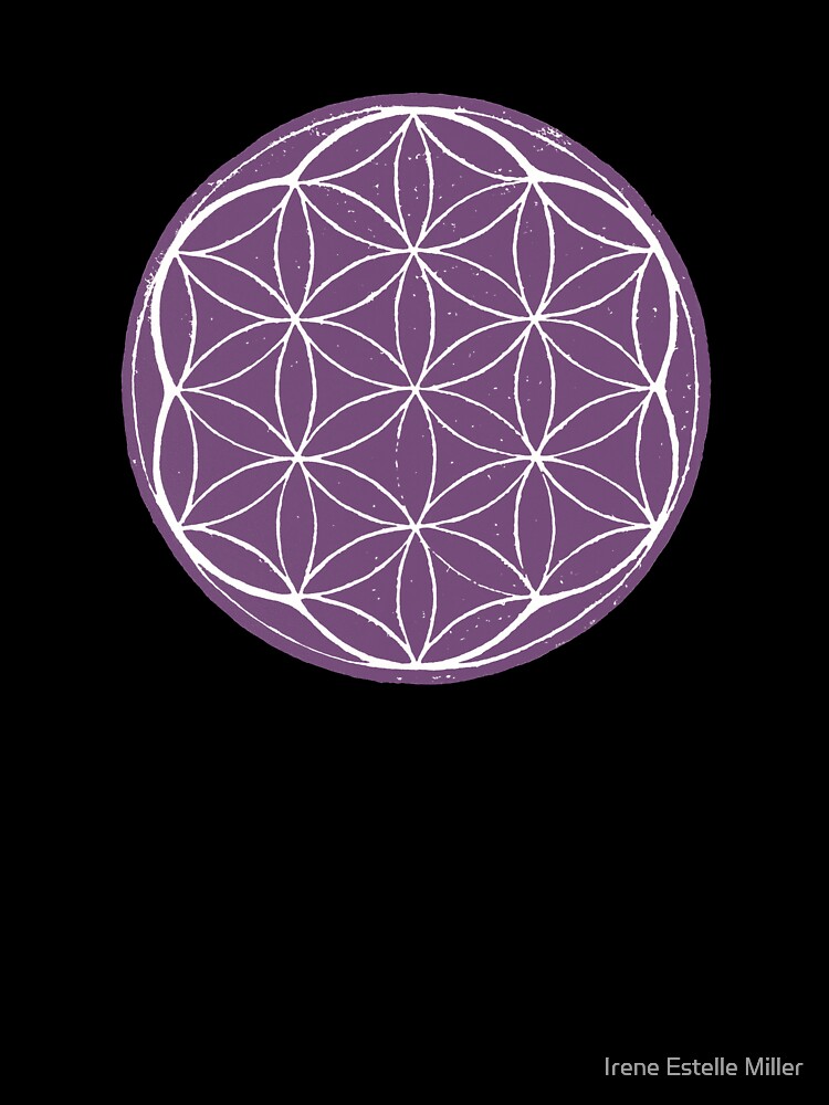Flower of Life Linocut - Plum + Snow by Irene Estelle