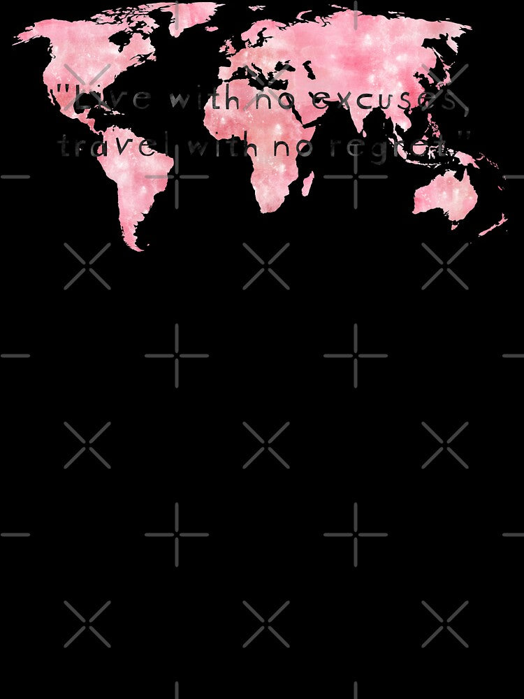 Travel Without Regret | Pink Watercolor World Map | Wanderlust by ABdigitaldesign