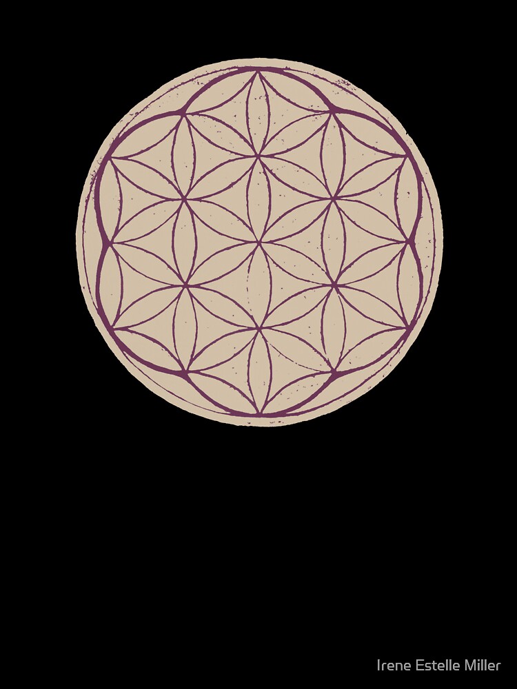 Flower of Life Linocut - Dove + Beet by Irene Estelle