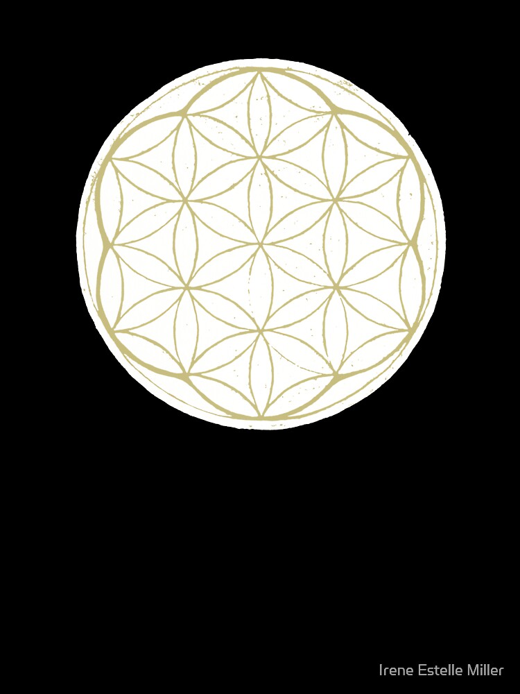 Flower of Life Linocut - Snow + Gold by Irene Estelle