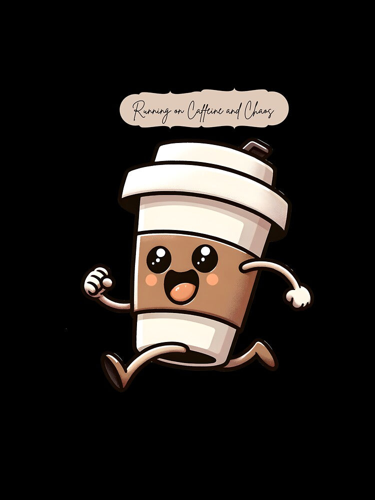 Running on Caffeine and Chaos – Funny Aesthetic Quote Design by CozyDreamNest