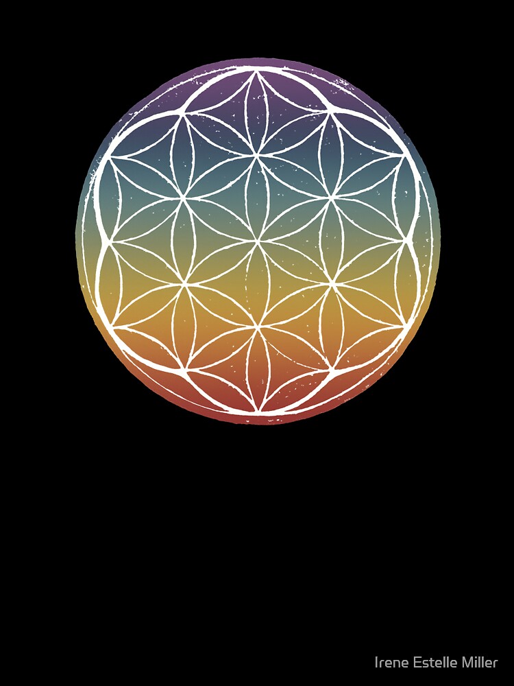 Flower of Life Linocut - Rainbow Sunset + Snow by Irene Estelle