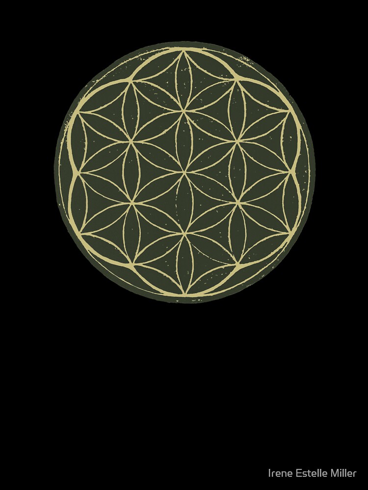 Flower of Life Linocut - Pine + Gold by Irene Estelle