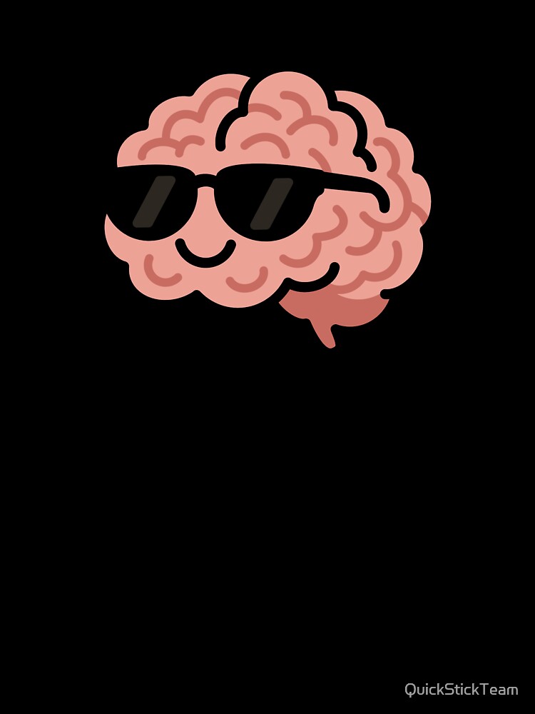 Cool Brain with Sunglasses Sticker – Professional Overthinker Funny Mental Health Meme by QuickStickTeam