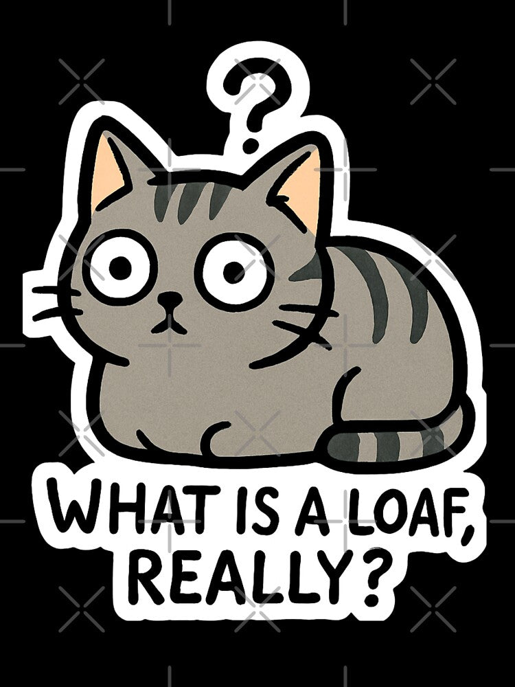 Existential Loaf" Funny Kitten Loaf Vector Sticker by catastrocat