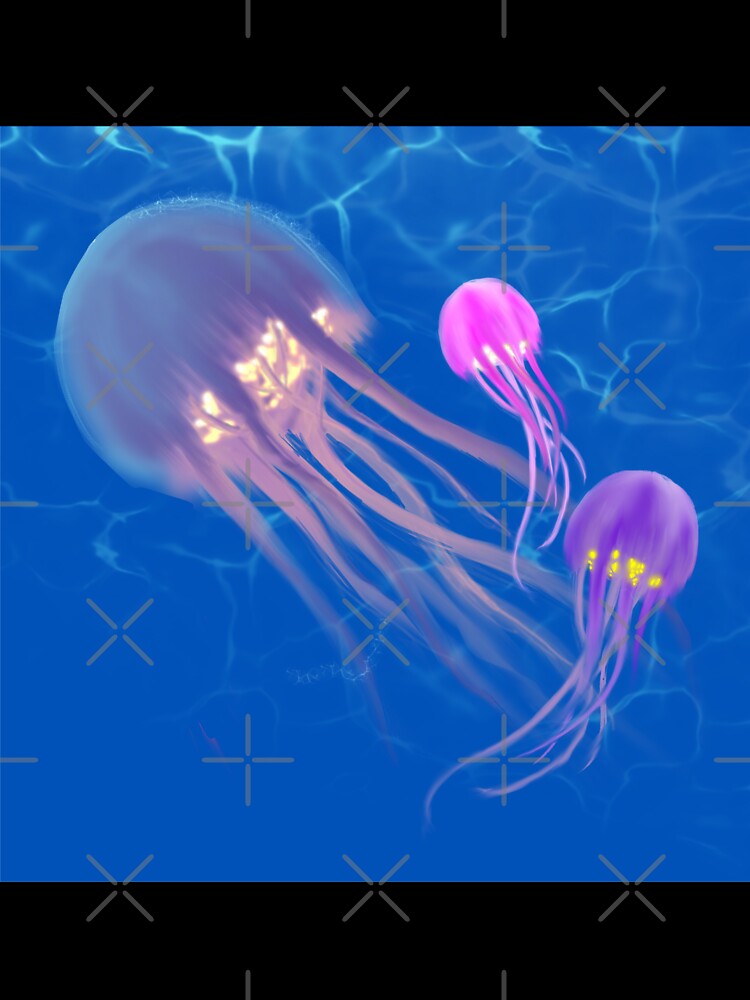 Luminescent Jellyfish Drift: Ocean Ballet by SheepTigerArt