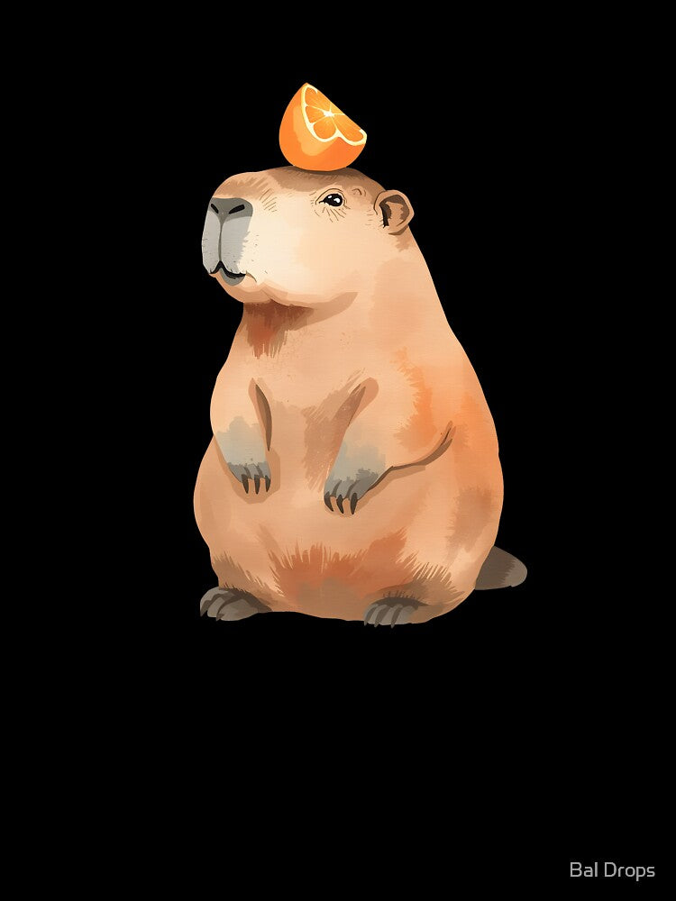 The Zen Capybara with an Orange by Bal Drops