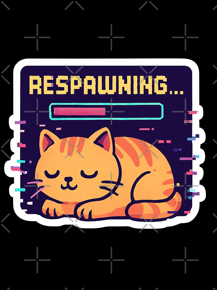 "Respawning" Funny Gamer Cat Loaf Vector Sticker by catastrocat