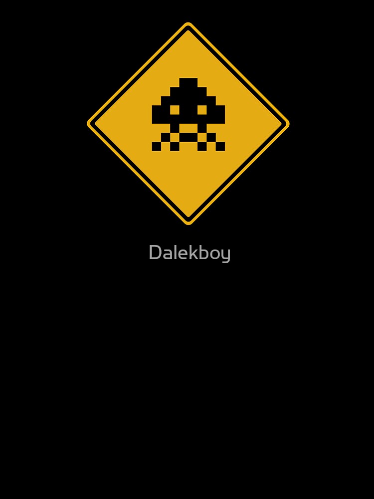 Pixelised Invader 03 Silhouette Road Sign by Dalekboy