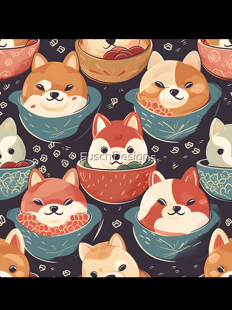 Awesome Shiba Inu Ramen Soup Pattern by FuschDesigns