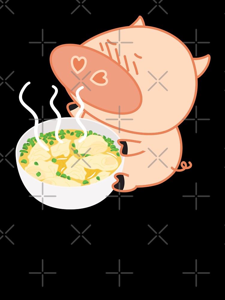 Funny Pig and Chinese Pork Wonton Soup by Lulupainting