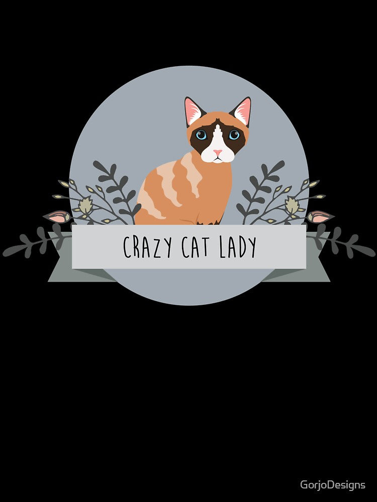 Crazy Cat Lady Cartoon Floral Illustration by GorjoDesigns