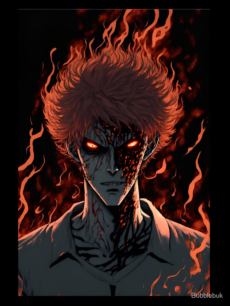 Anime Demon Student with Fire hair by Bubblebuk