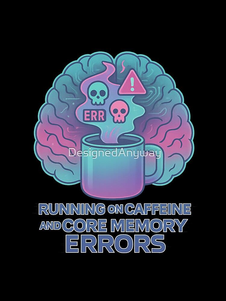 Caffeine & Core Memory Errors – Glitch Brain Design by DesignedAnyway