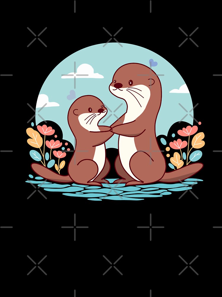 Cute Otters Holding Hands - Adorable Animal Couple by ExInfernis