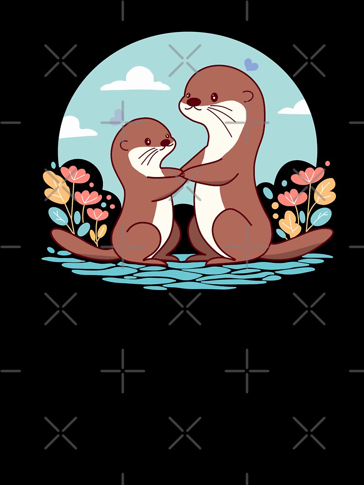 Cute Otters Holding Hands - Adorable Animal Couple by Łukasz Czajka